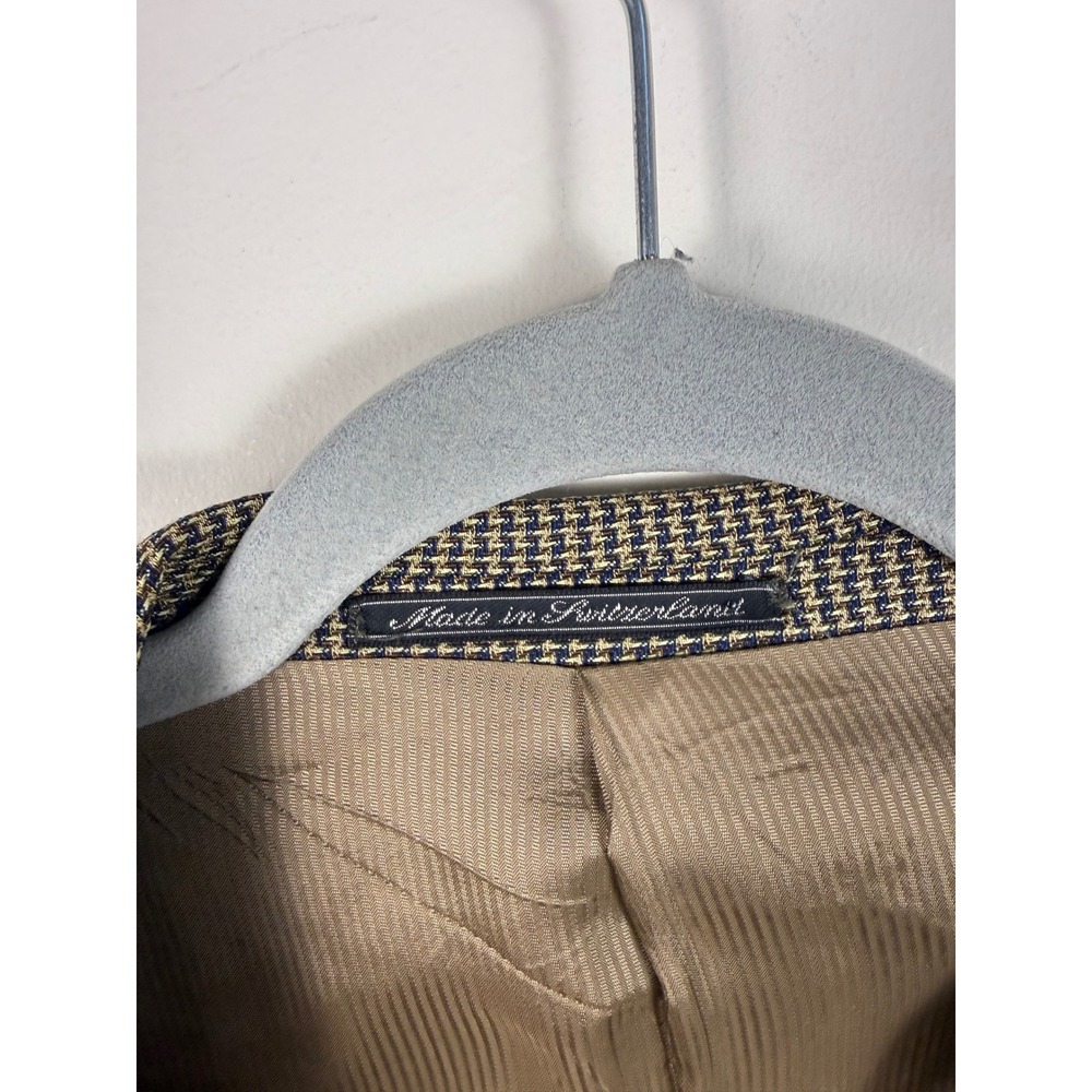 Ermenegildo Zegna Soft Mens Brown Navy Houndstooth Wool Blazer Sport Coat 50 40R - Picture 3 of 9